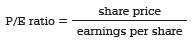 P/E ratio = share price ÷ earnings per share